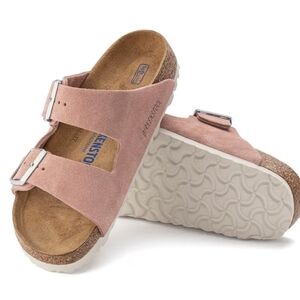 Birkenstock Arizona Soft Footbed Suede Leather Sandals- Pink Clay